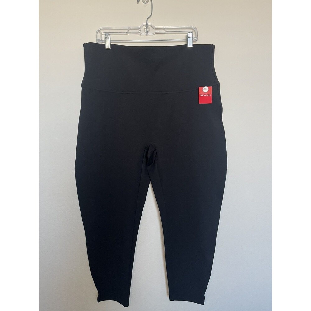 Spanx Black Ponte Hem Slit Leggings 3X Petite NWT‎ A369379 Slimming Power Waist